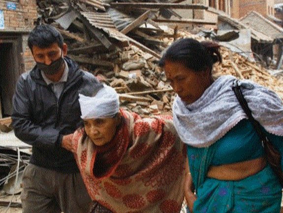 A mother and child in Nepal after the 2015 earthquakes