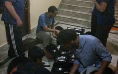 ReliefWorks team members packing medical bags in Kathmandu